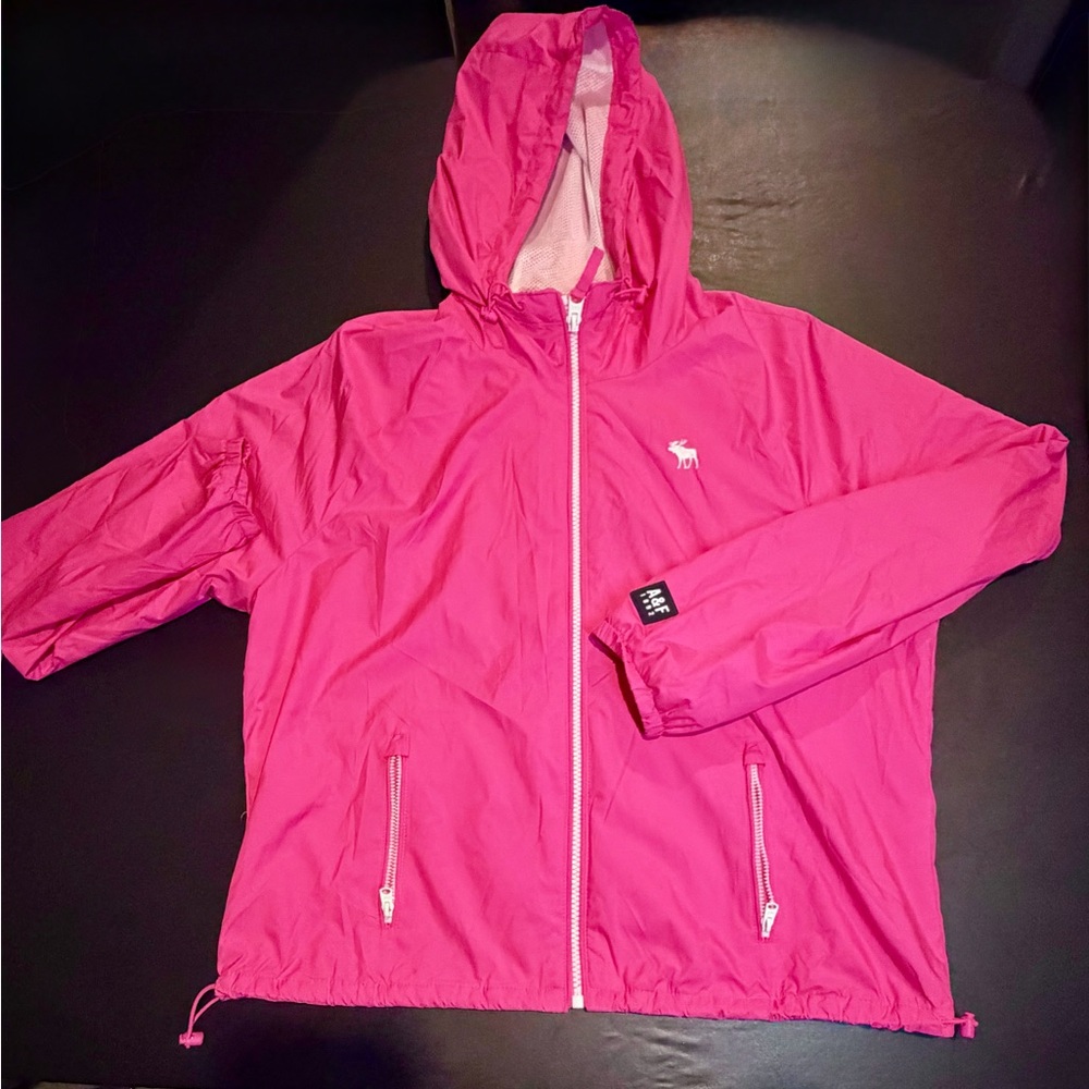 A&F Ambercrombie Fuchsia Pink Hooded Windbreaker Jacket
